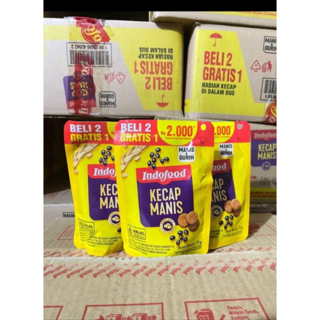 Kecap Manis Indofood 77gr ( 1 dus isi 72pcs )- Lebih Gurih, Lezat, dan Meresap
