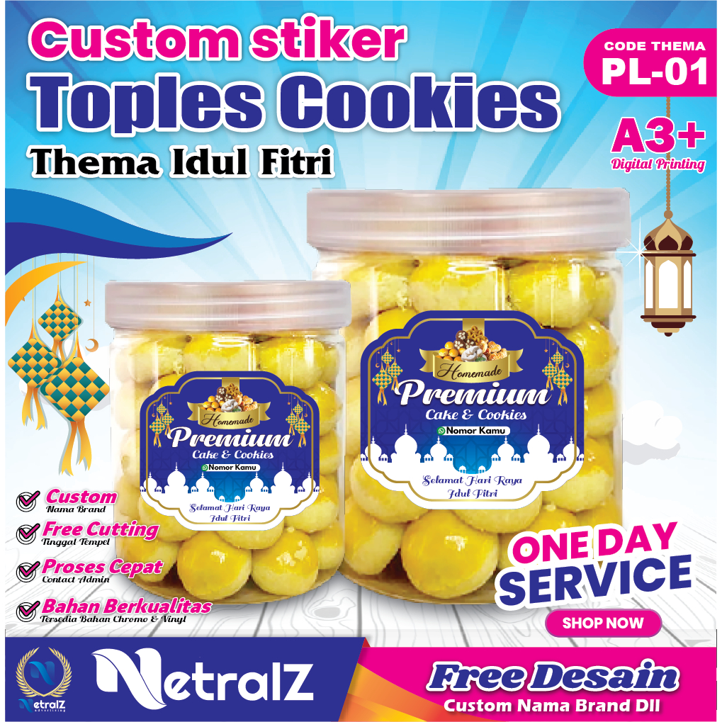 STIKER LABEL COOKEIS  / STIKER LABEL THEMA IDUL FITRI / STIKER TOPLES TABUNG IDUL FITRI