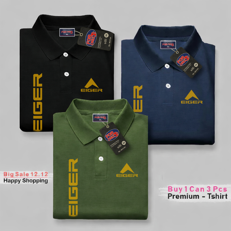 PROMO Beli 1 Dapat 3 Kaos Kerah Adem Nyaman | Polo Eiger363 kirka motif Print