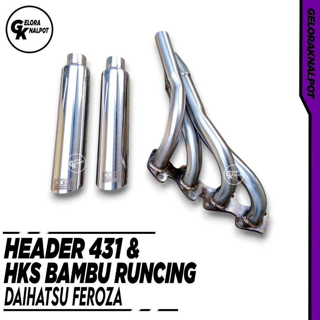 Header Feroza 431 dan Knalpot HKS Bambu Runcing Keluar 2 knalpot