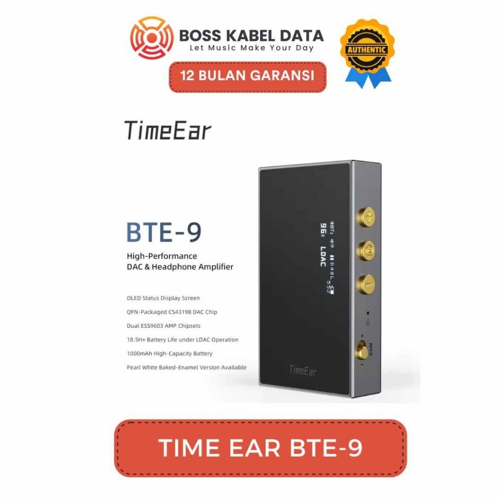 TimeEar BTE 9 CS43198 DAC + Dual ESS9603 Amp Bluetooth DAC/Amp