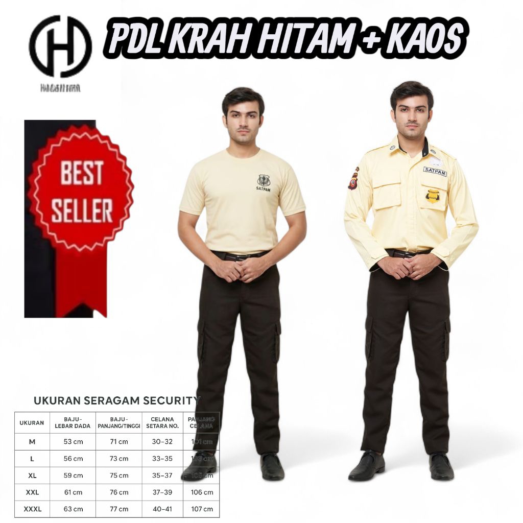 Seragam Security PDL RESLETING KRAH HITAM  terbaru Paket lengkap Bordir dan Kaos || berbahan twill U