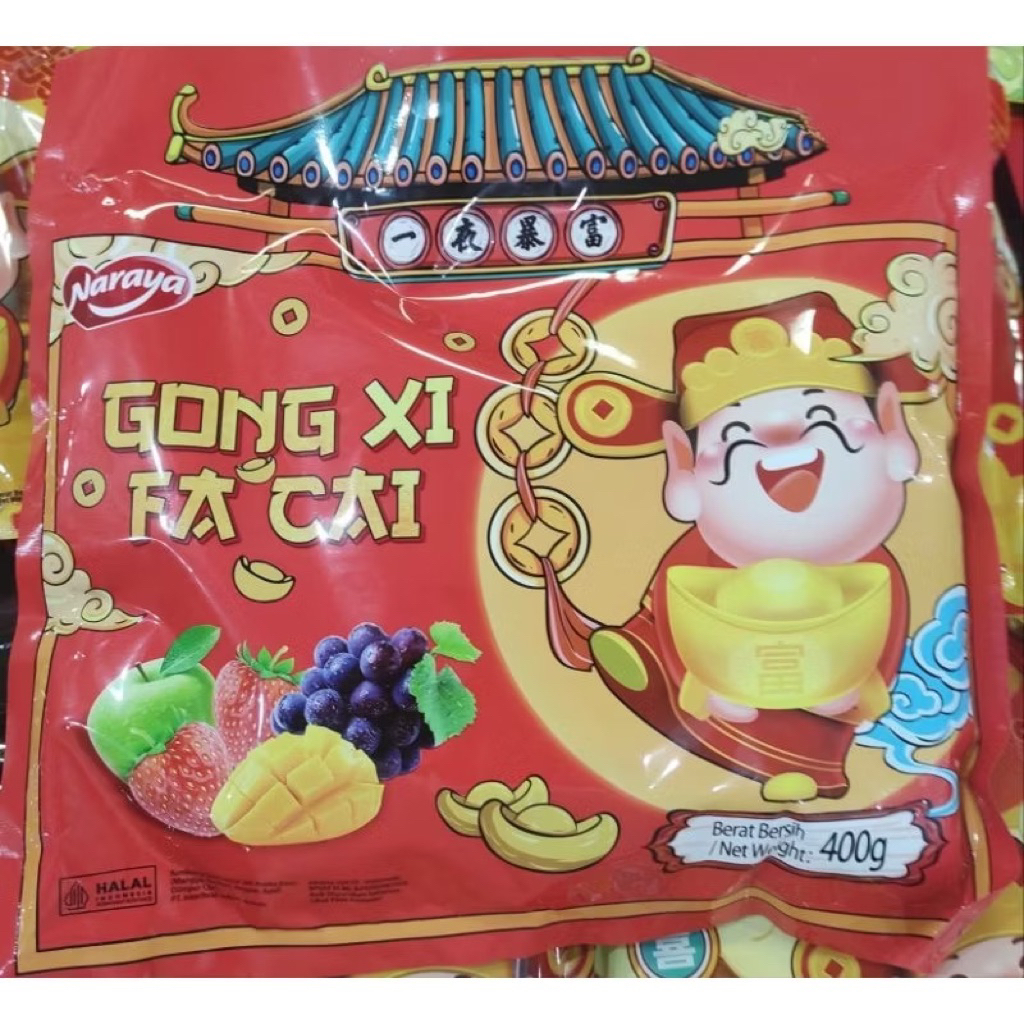 Permen CNY Snack Imlek Naraya Permen Lunak Rasa Buah Mix 400gram