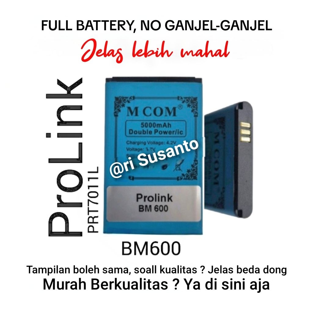 Baterai MCOM for Modem Prolink PRT7011L BM600 BM-600 Wifi Hotspot Double Power 5000mAh batere batre 