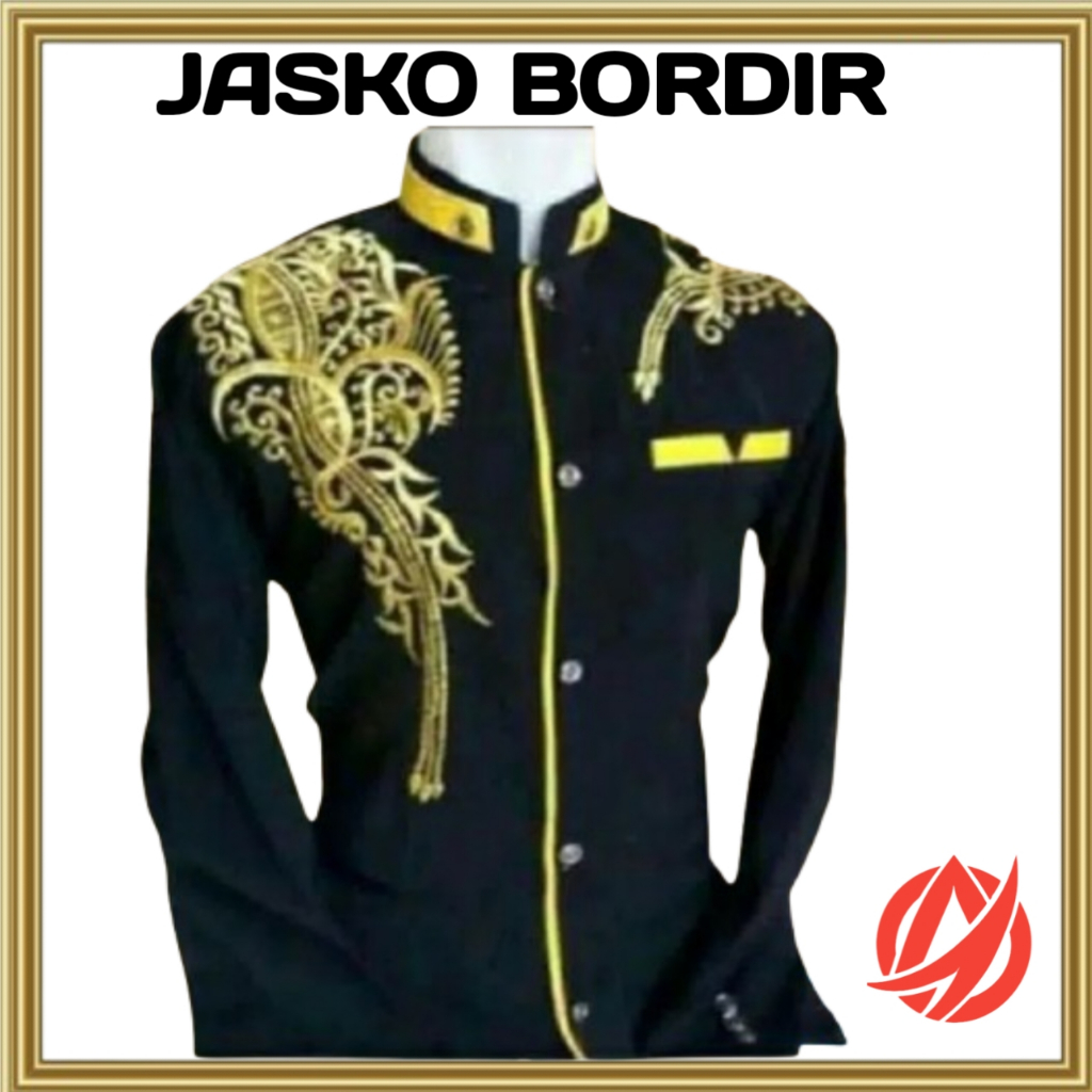 BAJU MUSLIM JASKO PRIA JAS KOKO BORDIR LENGAN PANJANG