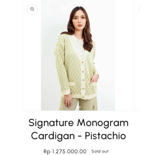 Buttonscarves Benang Jarum Signature Monogram Cardigan - Pistachio