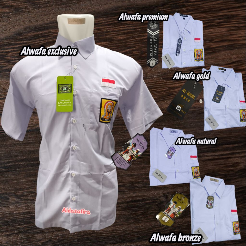 (AL-WAFA SMP) BAJU PUTIH LENGAN PENDEK SMP ALWAFA EXCLUSIVE/BAJU PUTIH SMP AL-WAFA GOLD/BAJU PUTIH S