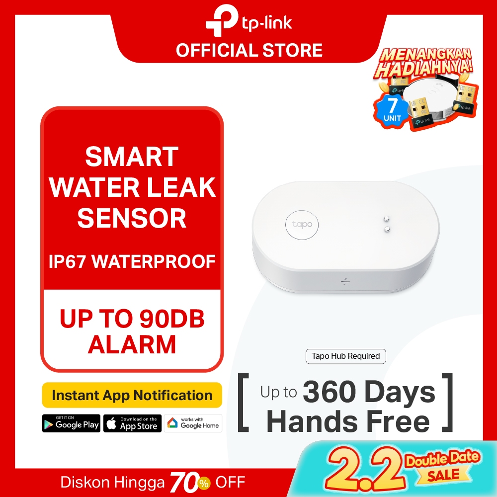 TP-Link Tapo T300 IP67 Waterproof Smart Water Leak Sensor Drip & Leak Alert Up to 90dB Alarm TP LINK