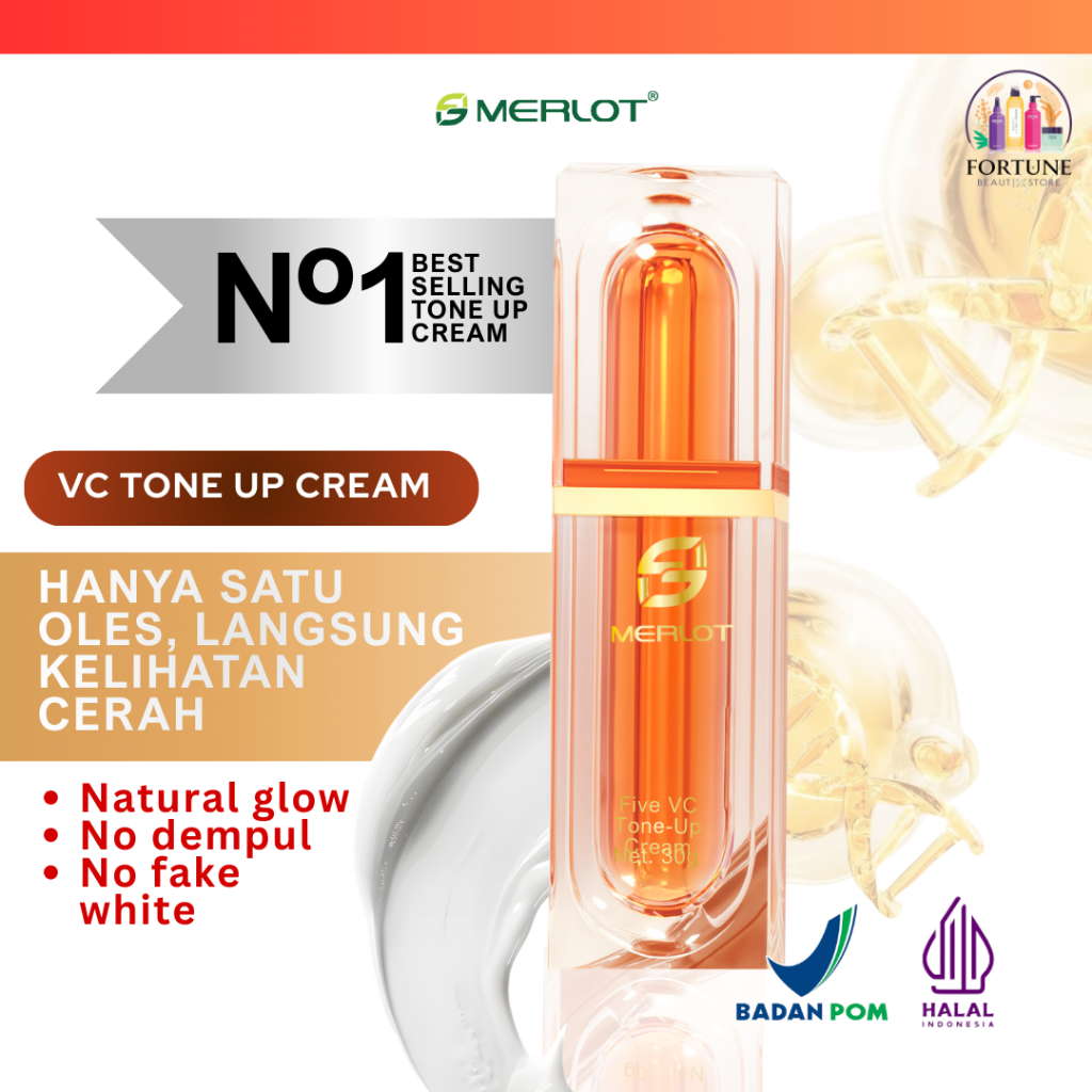 MERLOT VC Tone Up Cream Pencerah Wajah Natural dengan Vitamin C & Niacinamide