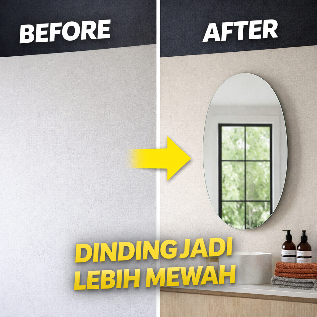 Cermin Dinding Oval Acrylic – Dekorasi Kamar & Ruang Tamu