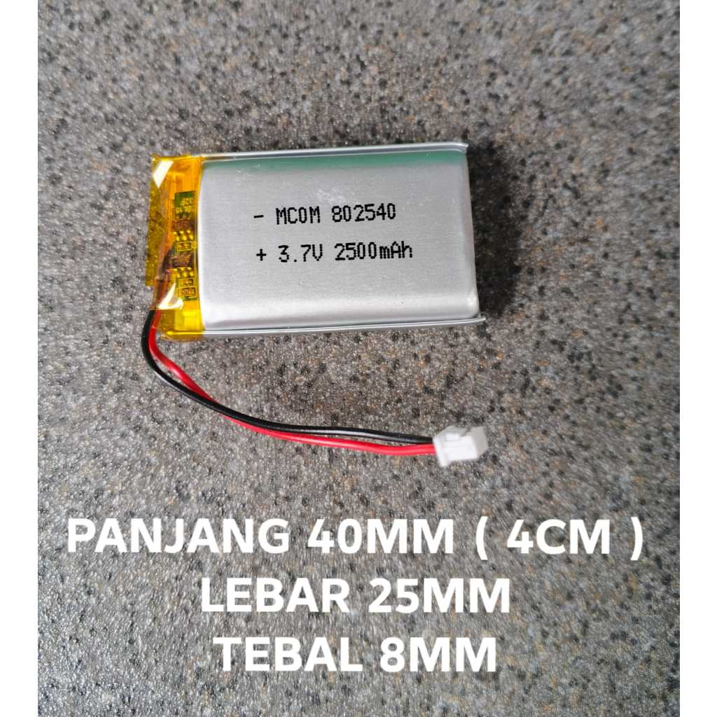 Baterai Kabel 2 Rechargeble Batre Soket 2 Kabel 802540 P 40mm L 25mm T 8mm For Elektronik Portable