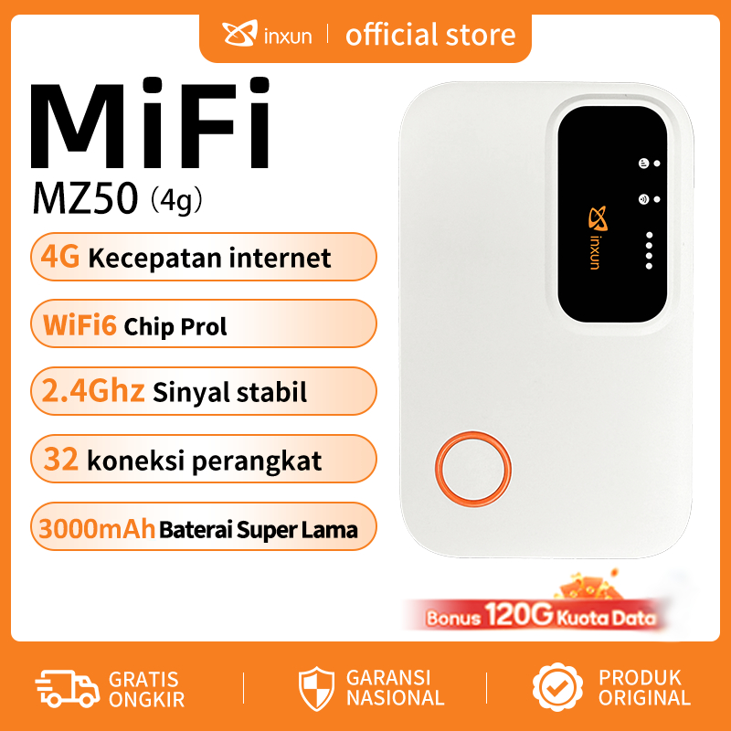 COD Bonus 120GB XINXUN MZ50 Pocket Wifi 4G LTE Hotspot 3000mAh Powerbank modem all operator 4Gmifi i