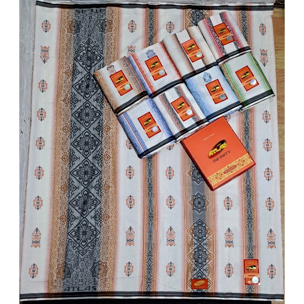 Sarung Atlas Infintiy Jacquard Songket Motif Terbaru Serian Putih Atlas Infintiy Motif Jacquard Song