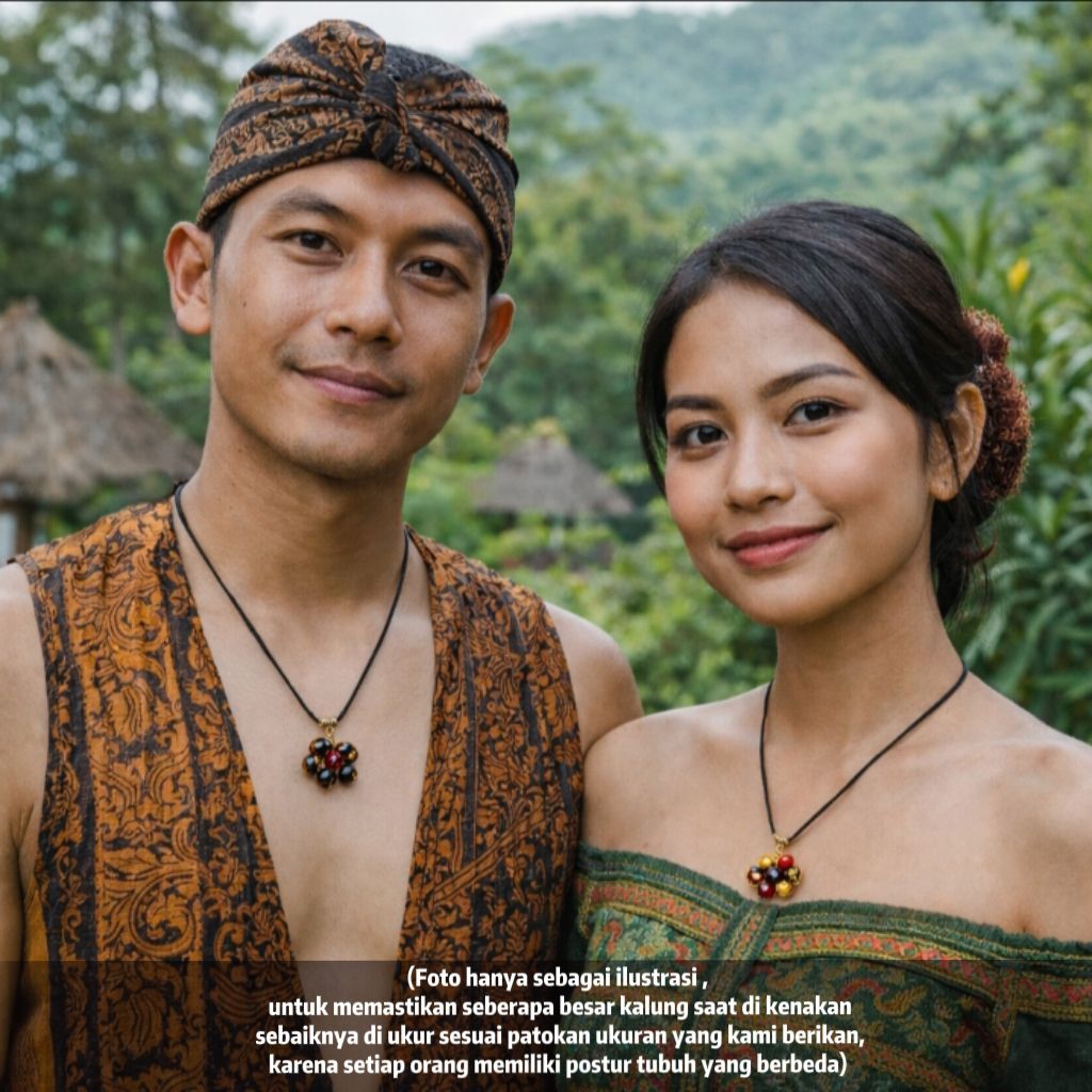KLENTING BALI Kalung Sejiwa Nusantara Pria & Wanita Tali Hitam serut