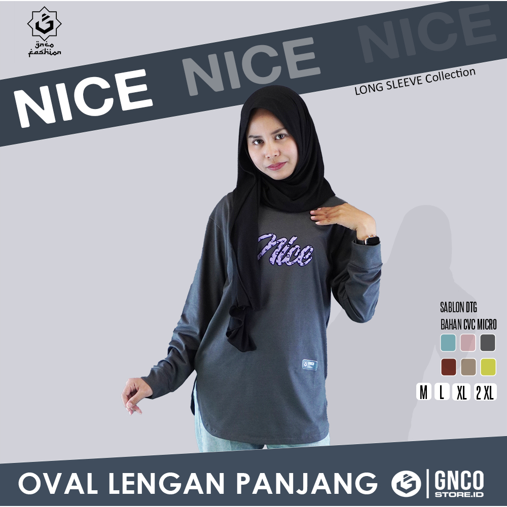 Kaos Wanita OVAL LENGAN PANJANG NICE | Kaos Wanita OVAL Lengan Panjang | GNCO FASHION
