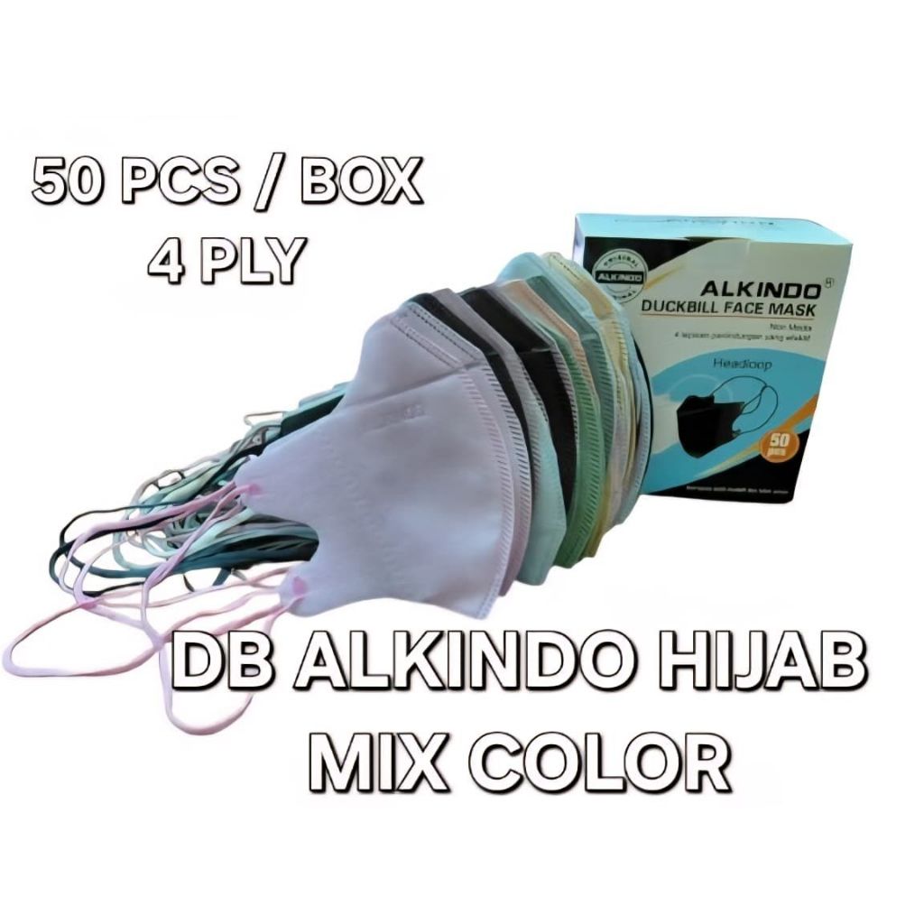 Masker Duckbill Hijab Alkindo 4py Warna Warni Tebal Berkualitas Nyaman Digunakan