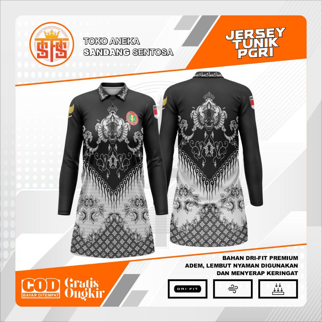 Jersey Tunik PGRI (Persatuan Guru Republik Indonesia) Lengan Panjang | Dri Fit Milano Premium | Jers