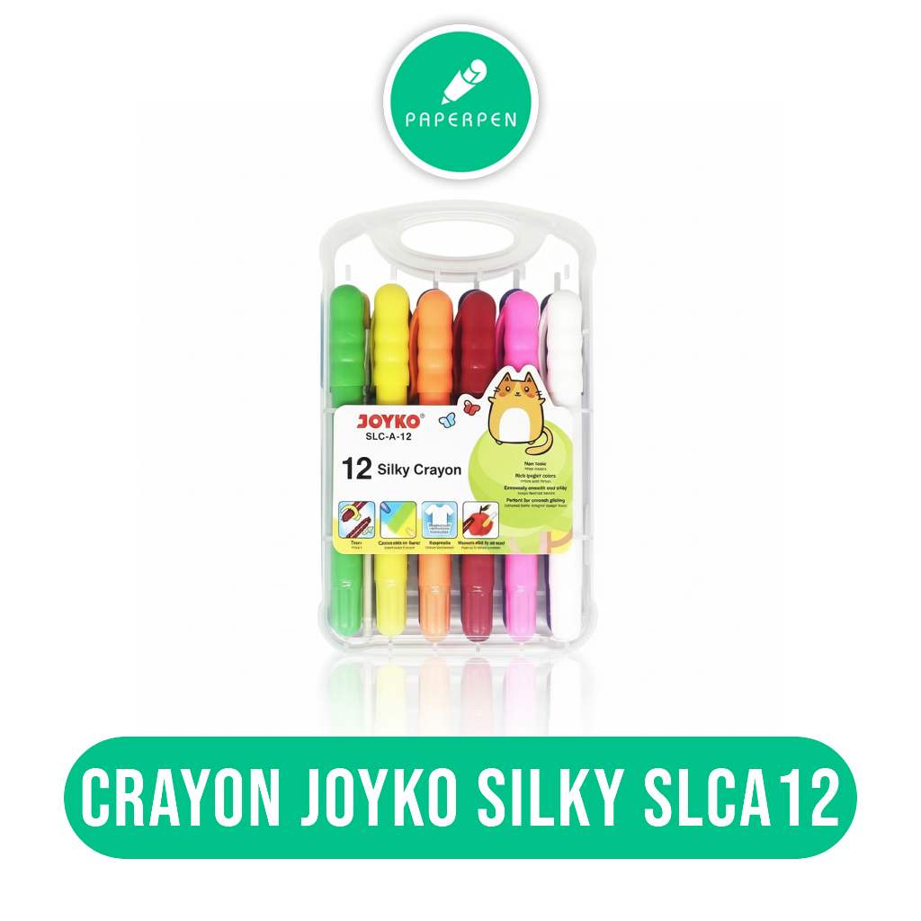 JOYKO Silky Crayon 12 Warna Crayon Putar Silky Joyko SLCA12 Extra Kuas