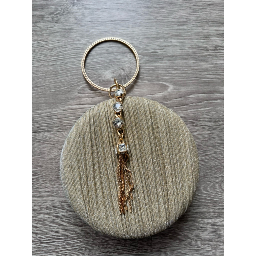 Preloved - TAS UNDANGAN / TAS PESTA 22075 / TAS PESTA BULAT (GOLD)