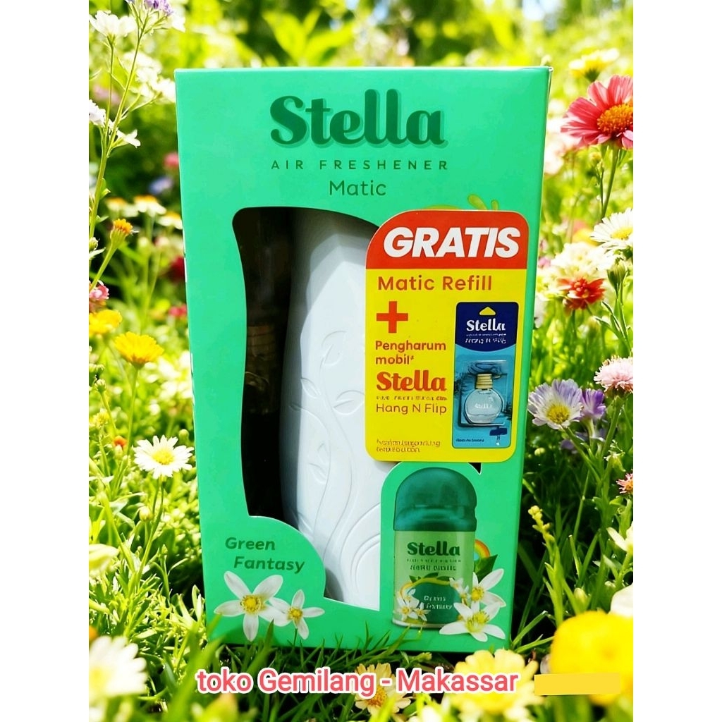 Stella Matic Set Alat + Refill +  free pengharum mobil stella hang n flip. Aroma random.