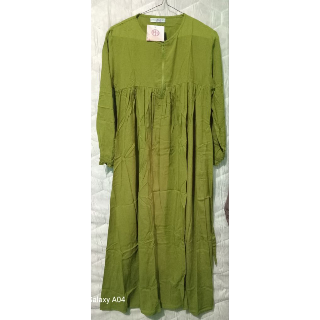 gamis rayon anak set bergo karet