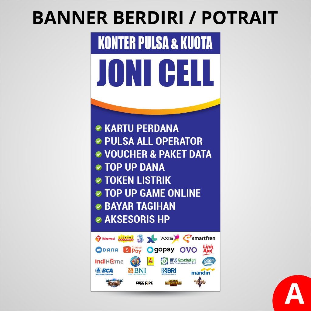 Cetak Banner Pulsa Spanduk Pulsa - Banner Berdiri - Desain Bebas & Bisa Custom Ukuran