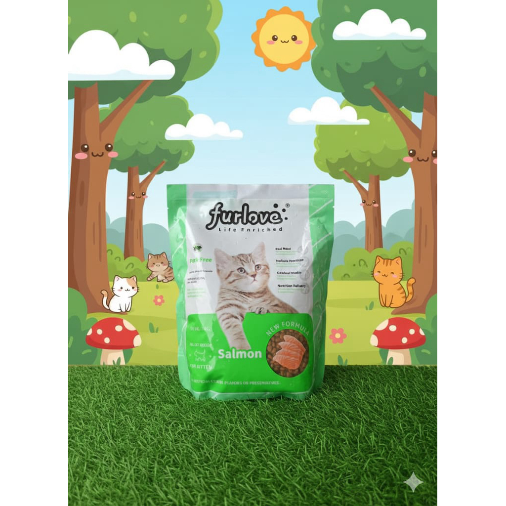 Makanan Kucing Dewasa & Kitten Furlove 1kg - Rasa Ayam, Tuna, Salmon