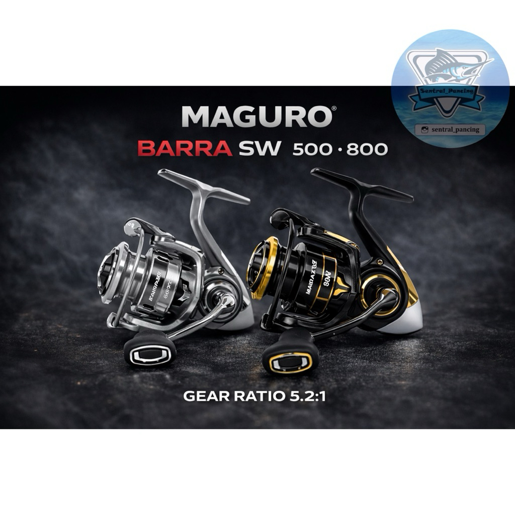 Reel Maguro Barra SW500-SW800 Grey & Black Gold - Ultralight - Saltwater