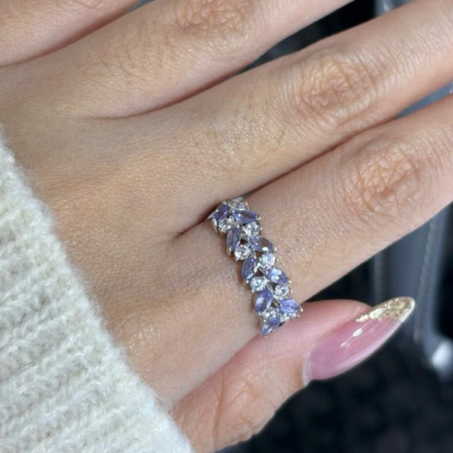 Luxury Tanzanite Ring S925 Sterling Silver | Natural Blue Violet Tanzanite | Adjustable Ring | With 