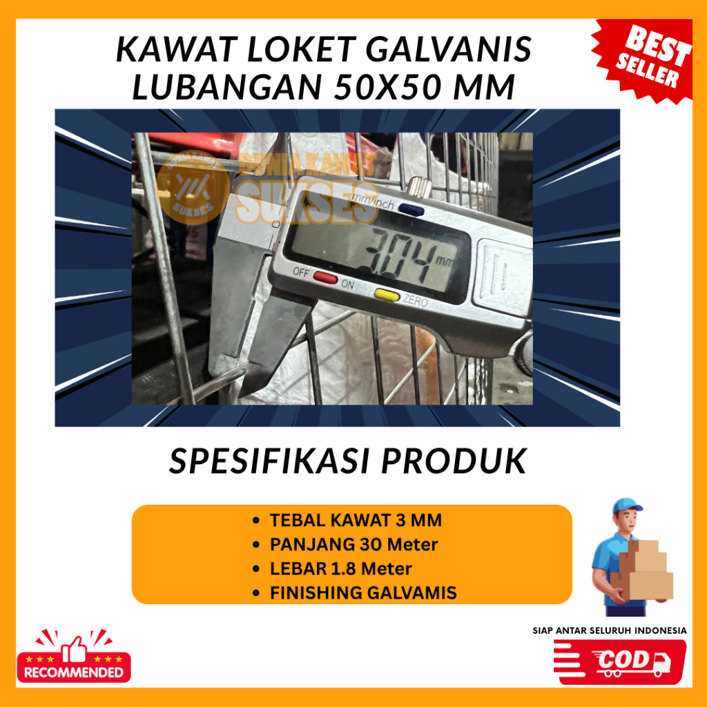 Kawat Loket Galvanis / Mesh Galvanis Tebal 3 mm Ukuran 1,8×30 Meter – Kuat, Anti Karat & Tahan Cuaca