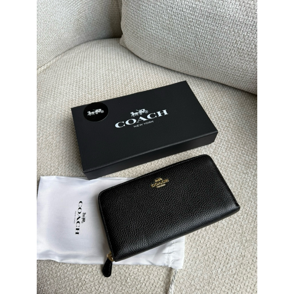 Coach Zipper Long Wallet Black complete set (DM for video)