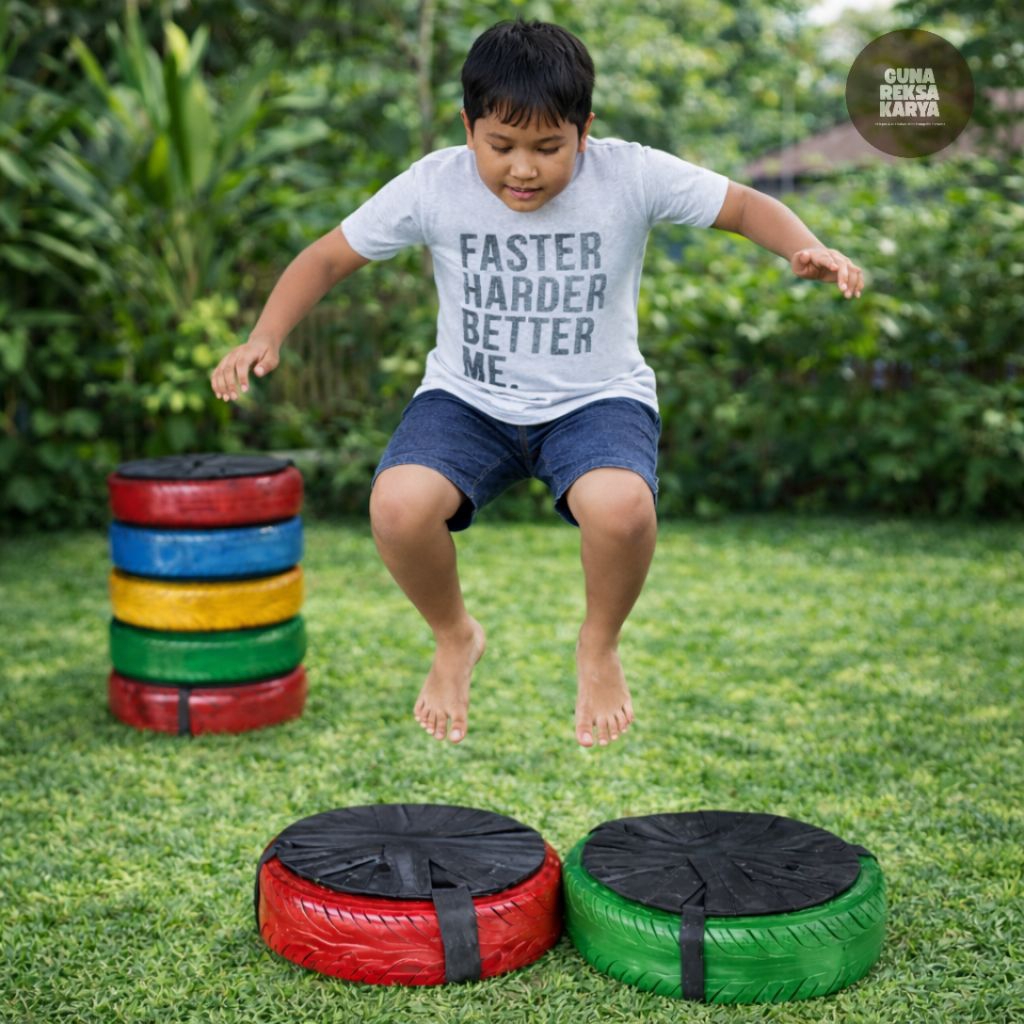 Set Combo Trampolin Mini Anak – Melatih Motorik Kasar, Keseimbangan & Daya Kembang Anak