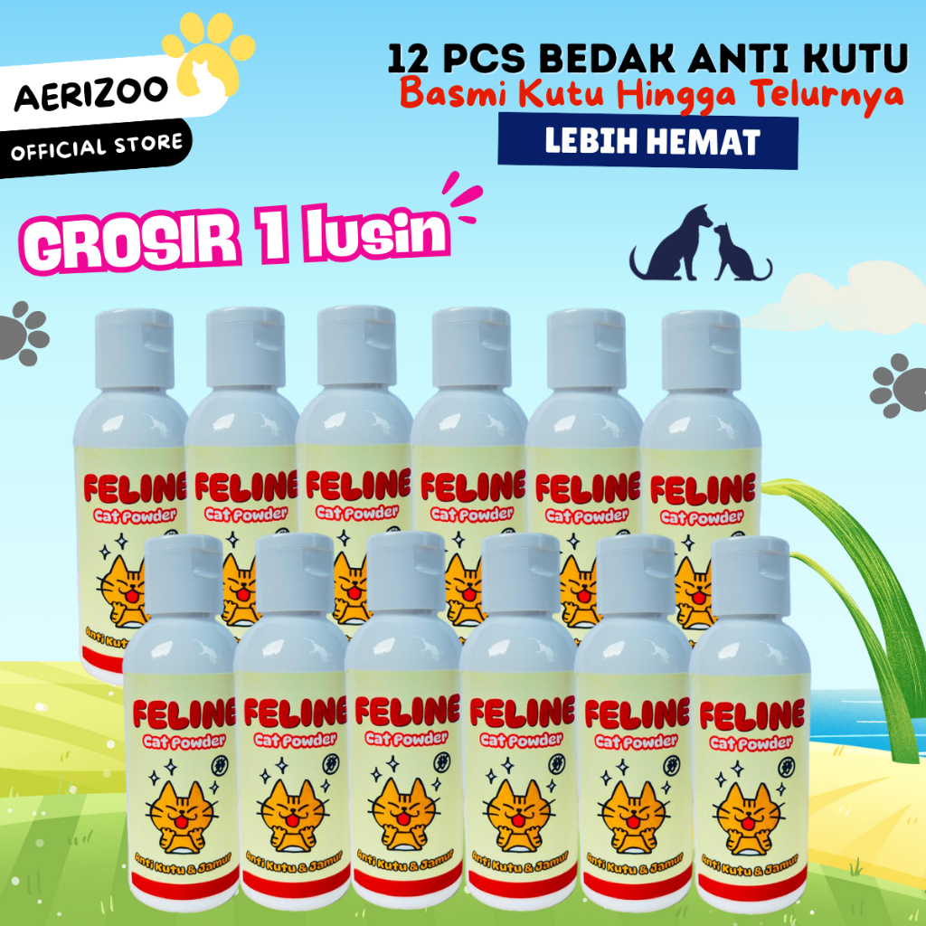 Aerizoo Grosir Bedak Kutu Kucing Anjing Kelinci Feline 12pcs Lebih Hemat