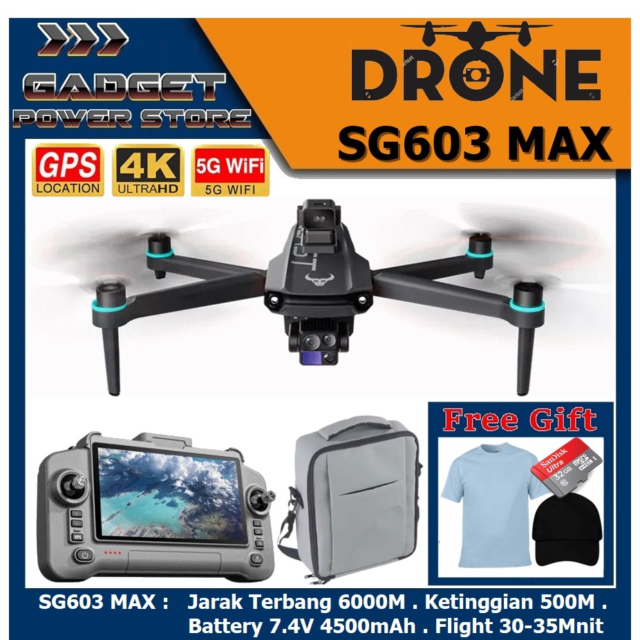 Drone SG603 MAX GPS 6KM 4K Camera Aerial 3Axis Gimbal EIS Anti-Shaking 5G WIFI Obstacle Avoidance Wi