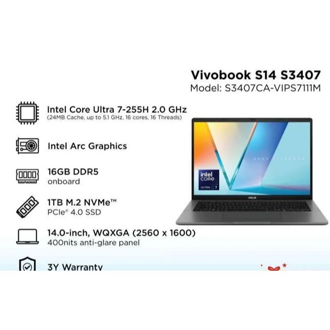 NOTEBOOK ASUS Vivobook S 14 S3407CA Garansi Resmi