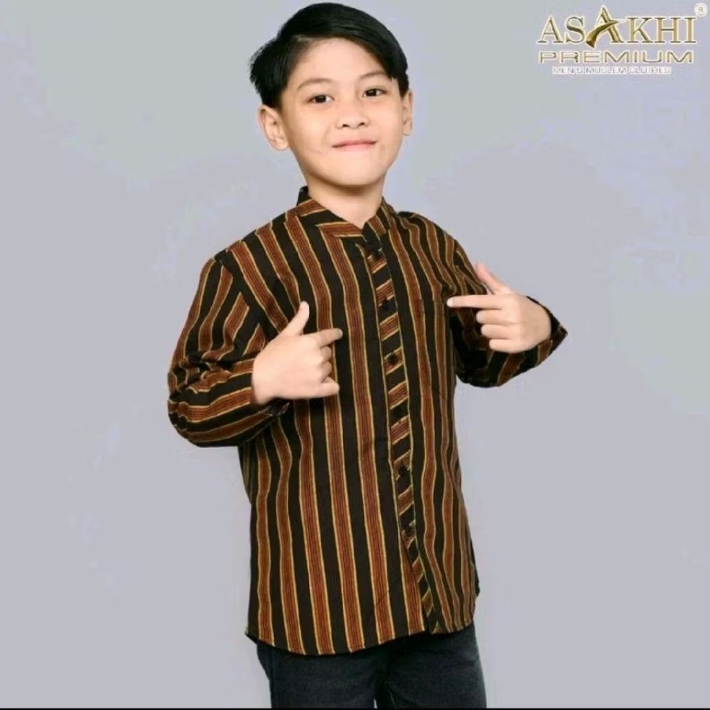 Asakhi kemeja lurik anak anak 3-13 tahun pakean surjan adat jawa modern bahan katun premium motif kl