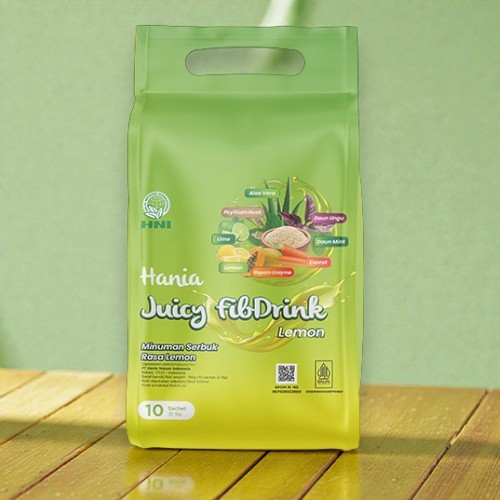 Hania Juicy Fibdrink Rasa Lemon - Minuman Serbuk untuk Pencernaan Untuk Detoks Detox Usus Diet Pelan
