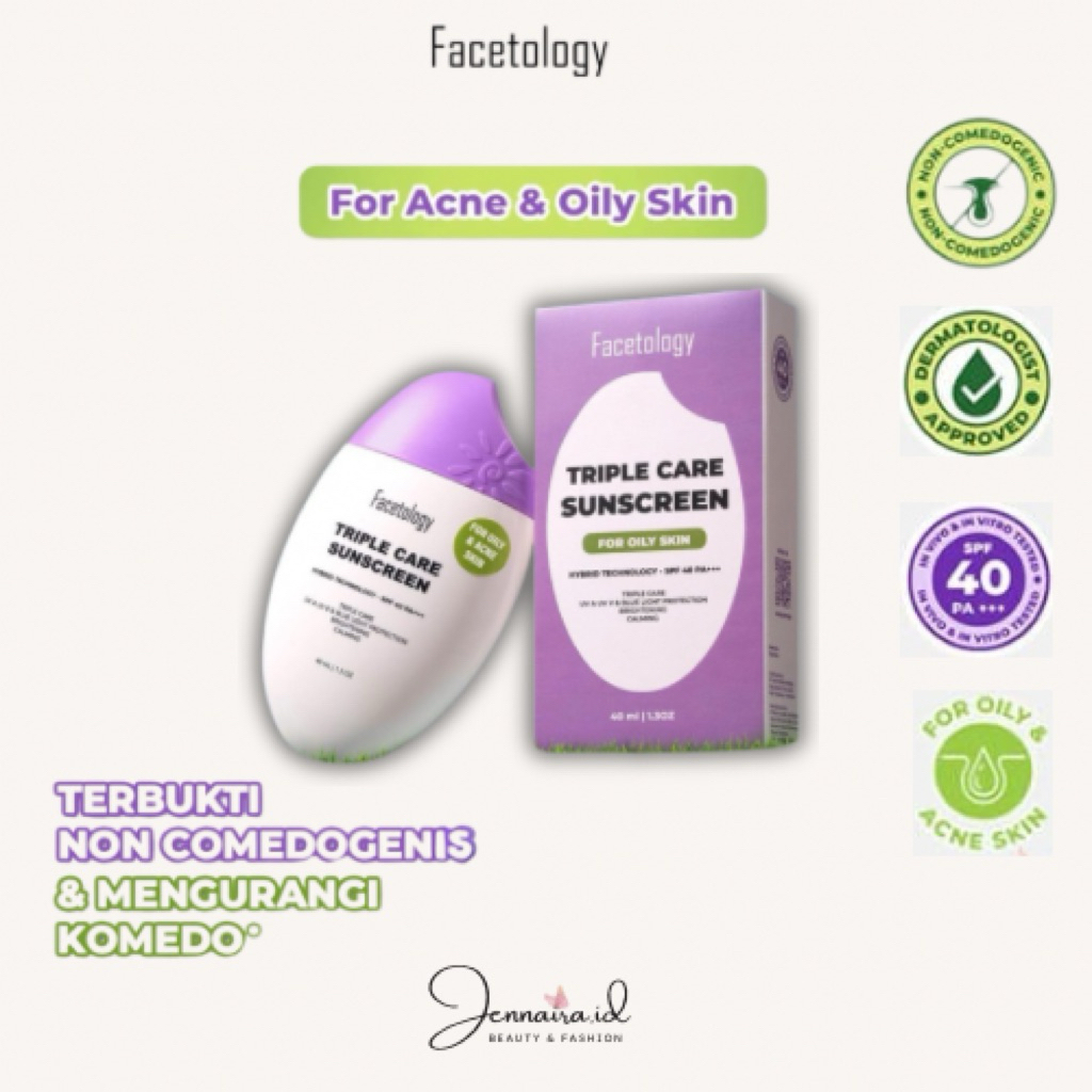 Facetology Sunscreen Triple Care | Sunscreen Wajah | Sunscreen Facetology 40ml