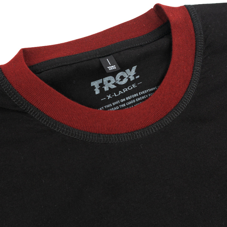 Troy Company Double Sleeve Longsleeve Black Maroon Storm Hoot - Kaos Lengan Panjang Kaos Hitam Maroon DSD 3487