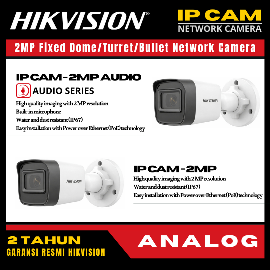 hikvision ip camera 2mp audio poe ip cam cctv kamera outdoor