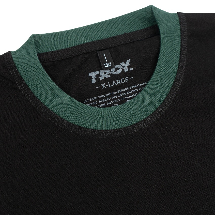 Troy Company Double Sleeve Longsleeve Black Green Rat Riping - Kaos Lengan Panjang Kaos Hitam DSD 3504