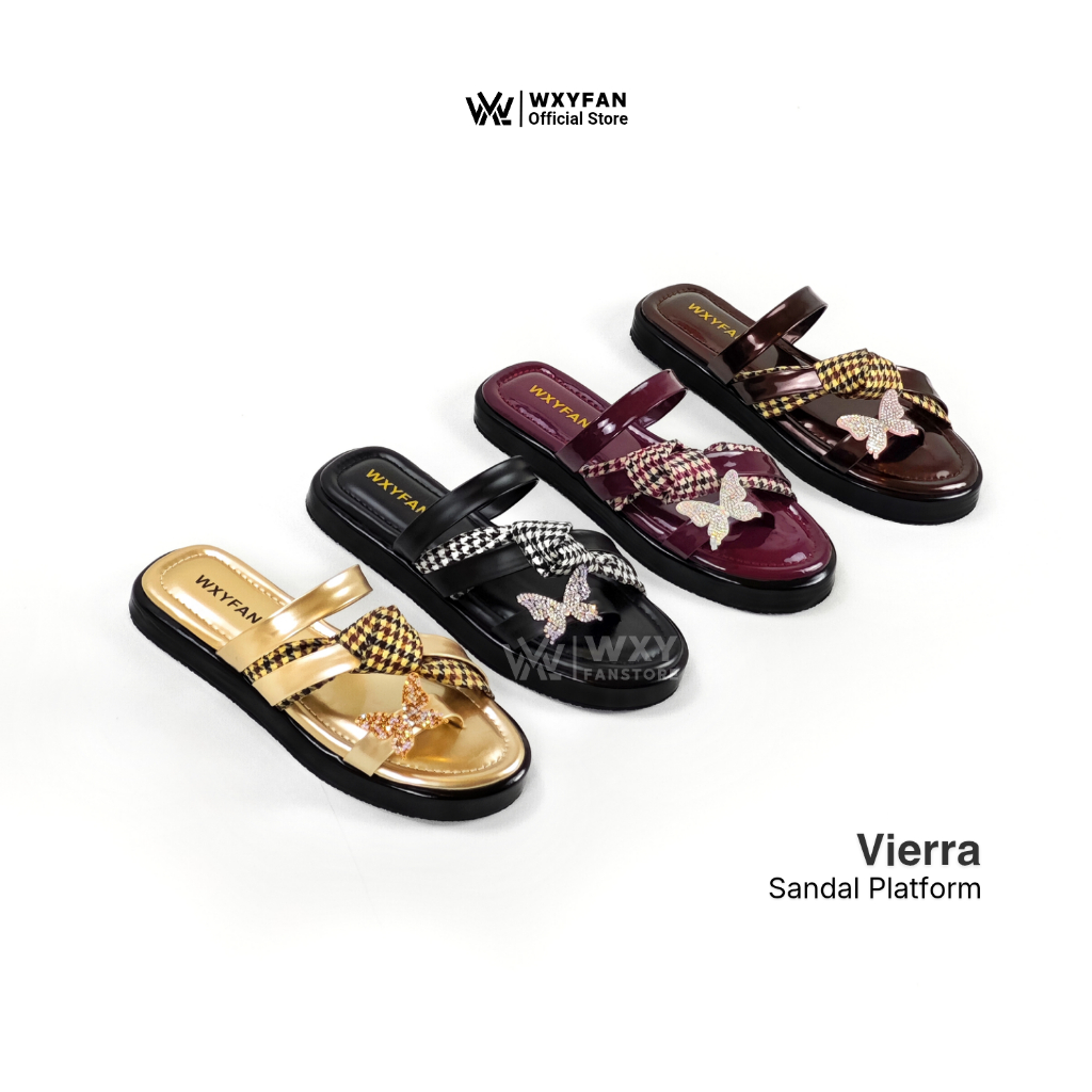 WXYFan Sandal Platform Wanita Korean Style Empuk Lucu Sendal Cewek Kekinian Vierra Series