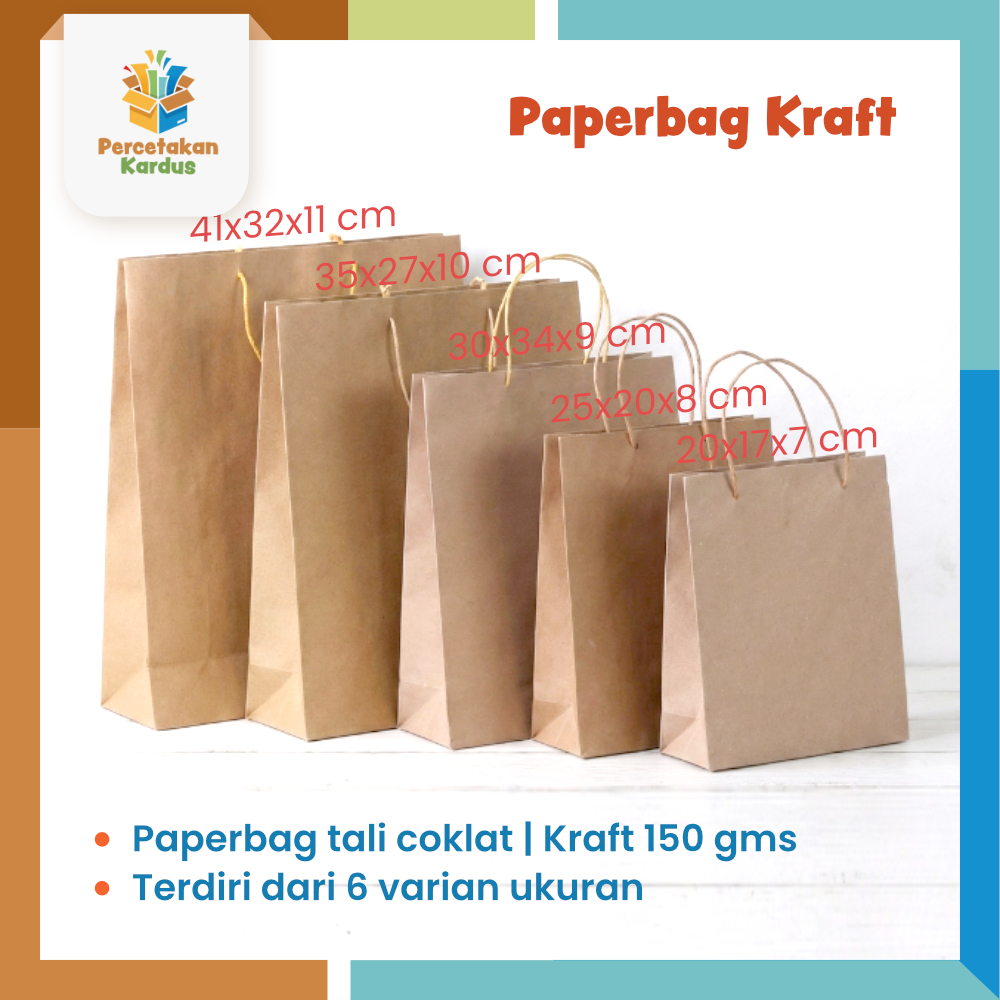 Paper Bag Tali Polos Coklat | Paperbag Murah | Tas Kertas Kecil Mini Souvenir Kado Makanan Kue