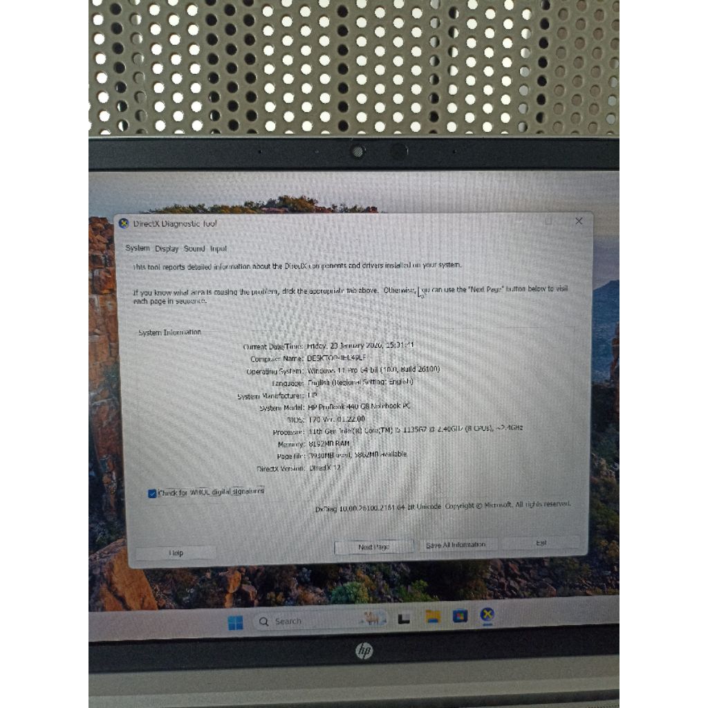 Laptop HP Core i5 Gen 11 Ram 8 SSD 256 Gb