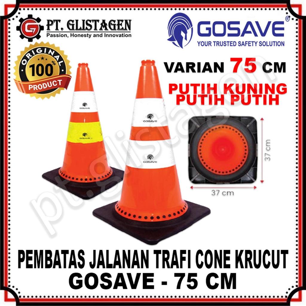 GOSAVE Traffic Cone Safety Rubber Gosave 75cm / Kerucut Lalu Lintas 75