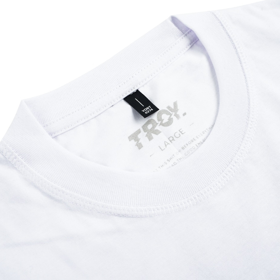 Troy Company Double Sleeve Longsleeve White Stripe Never Late - Kaos Lengan Panjang Kaos Putih Stripe DSD 3427