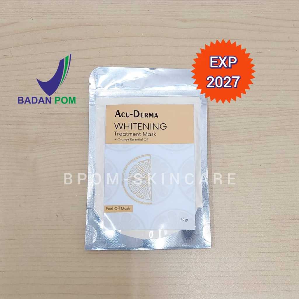 Acu-Derma Whitening Treatment Mask + Orange Essential Oil 30g Masker Pencerah Wajah Peel Off Sekali 