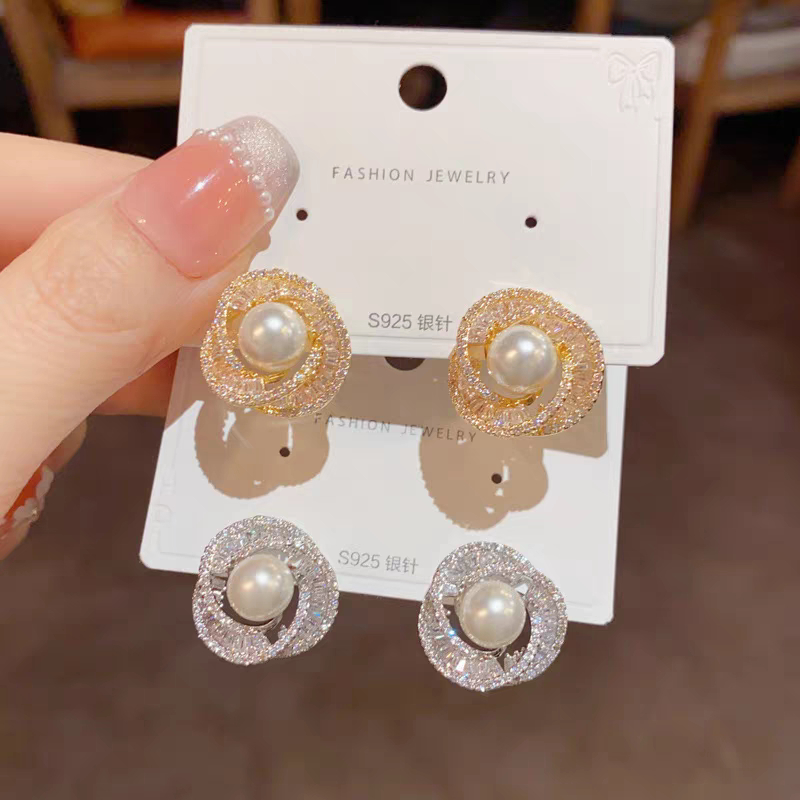 J294 - JOORI PEARL EARRING (ZIRCONIA) / Anting tindik mutiara premium BEST SELLER Viral full diamond