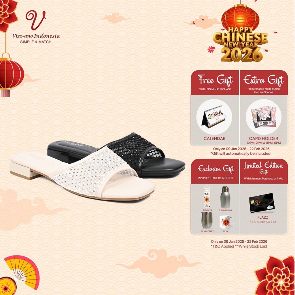 Vizzano Shoes Sandal Flat Wanita Motif Jaring Diamond Design Mia