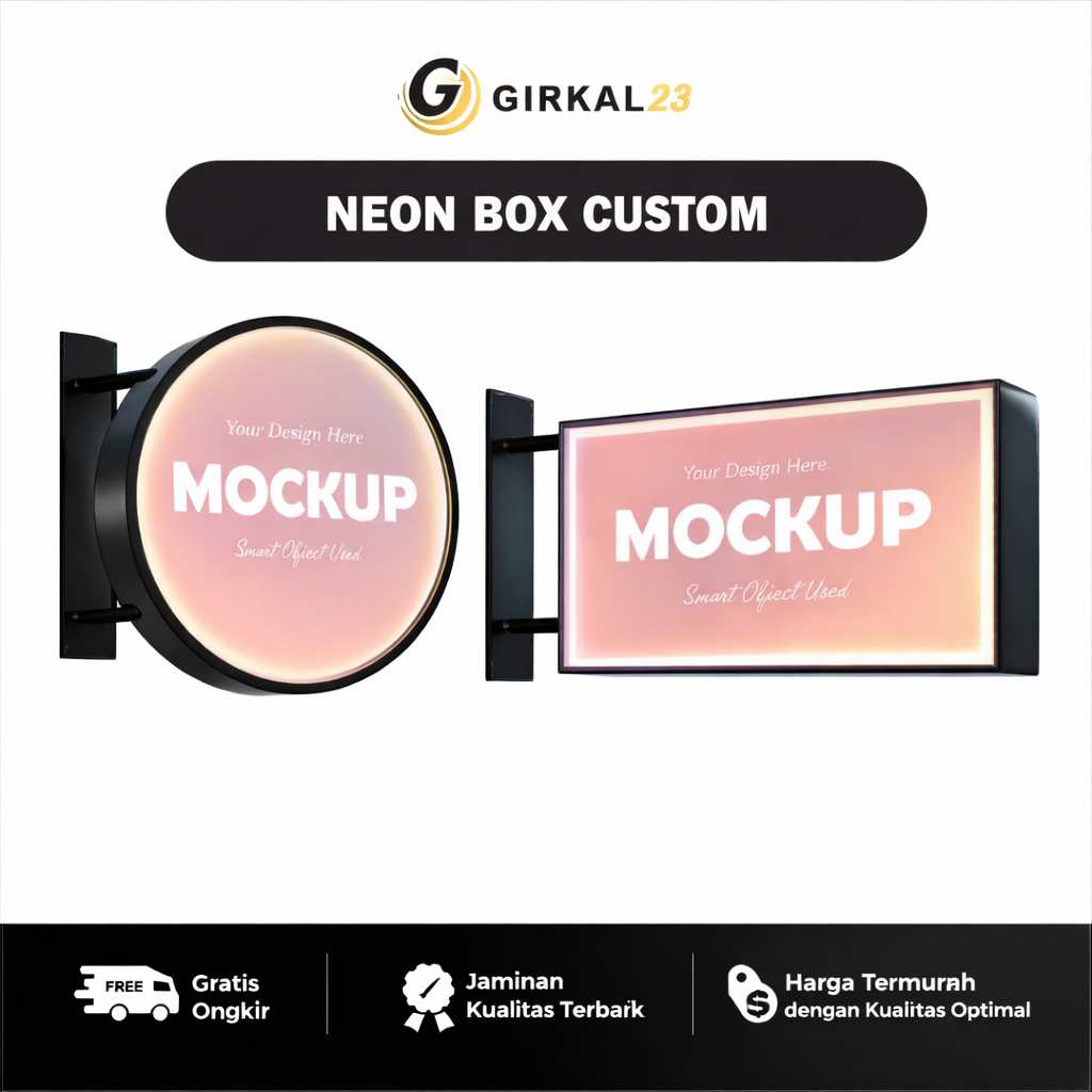 Neon Box Bulat Akrilik LED Custom – Media Promosi Toko & Usaha